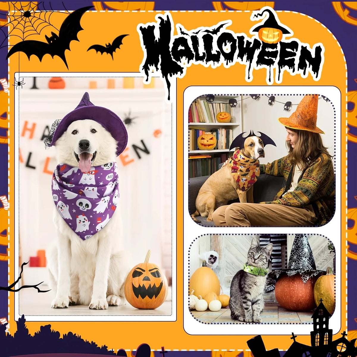Halloween Dog Bandana 10-Pack